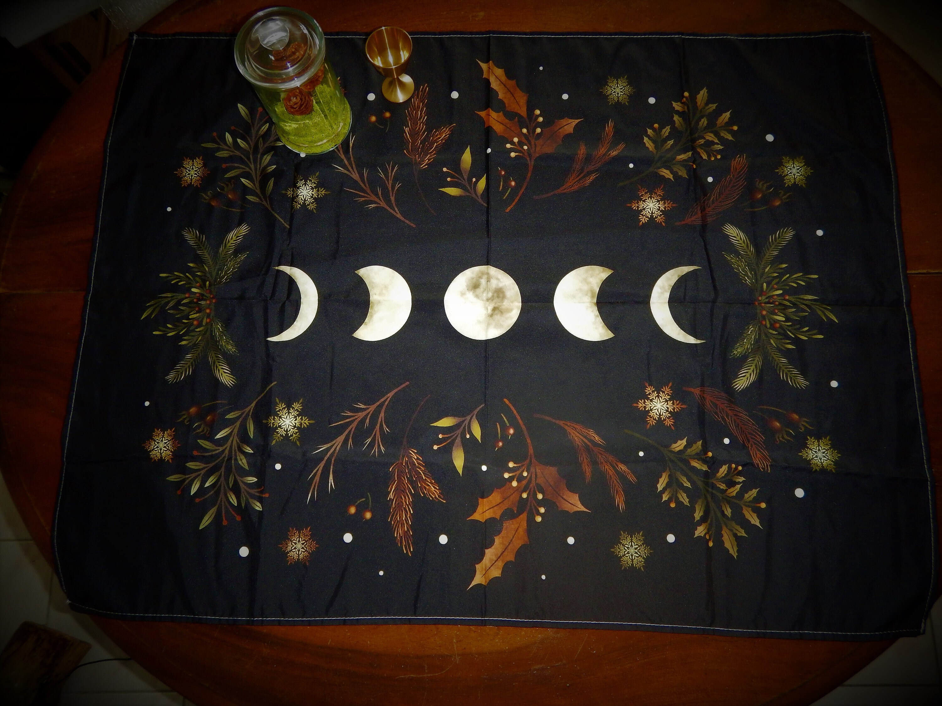 Décoration Ésotérique, Triple Lune, Ésotérique, Wicca, Moonlight, Nappe Autel, Nappe Tarot