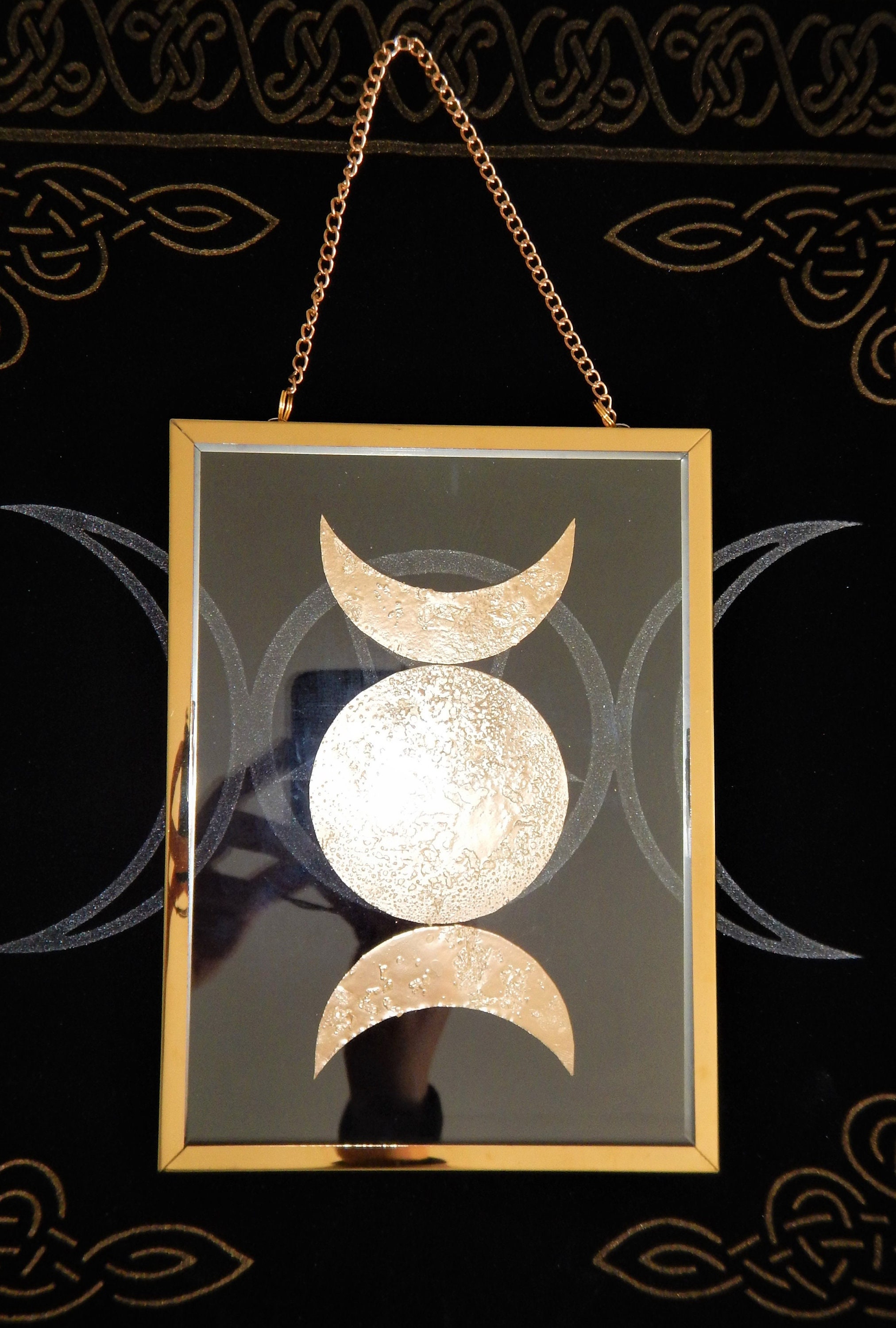 Cadre Wiccan-Triple Lune-Ésotérique-Wicca-Paien-Décoration Ésotérique-Curiosités