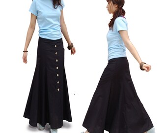 Women Maxi skirt/Linen skirt women/A-line skirt/summer skirt/fixed waist skirt/long skirt/skirt with pockets L001