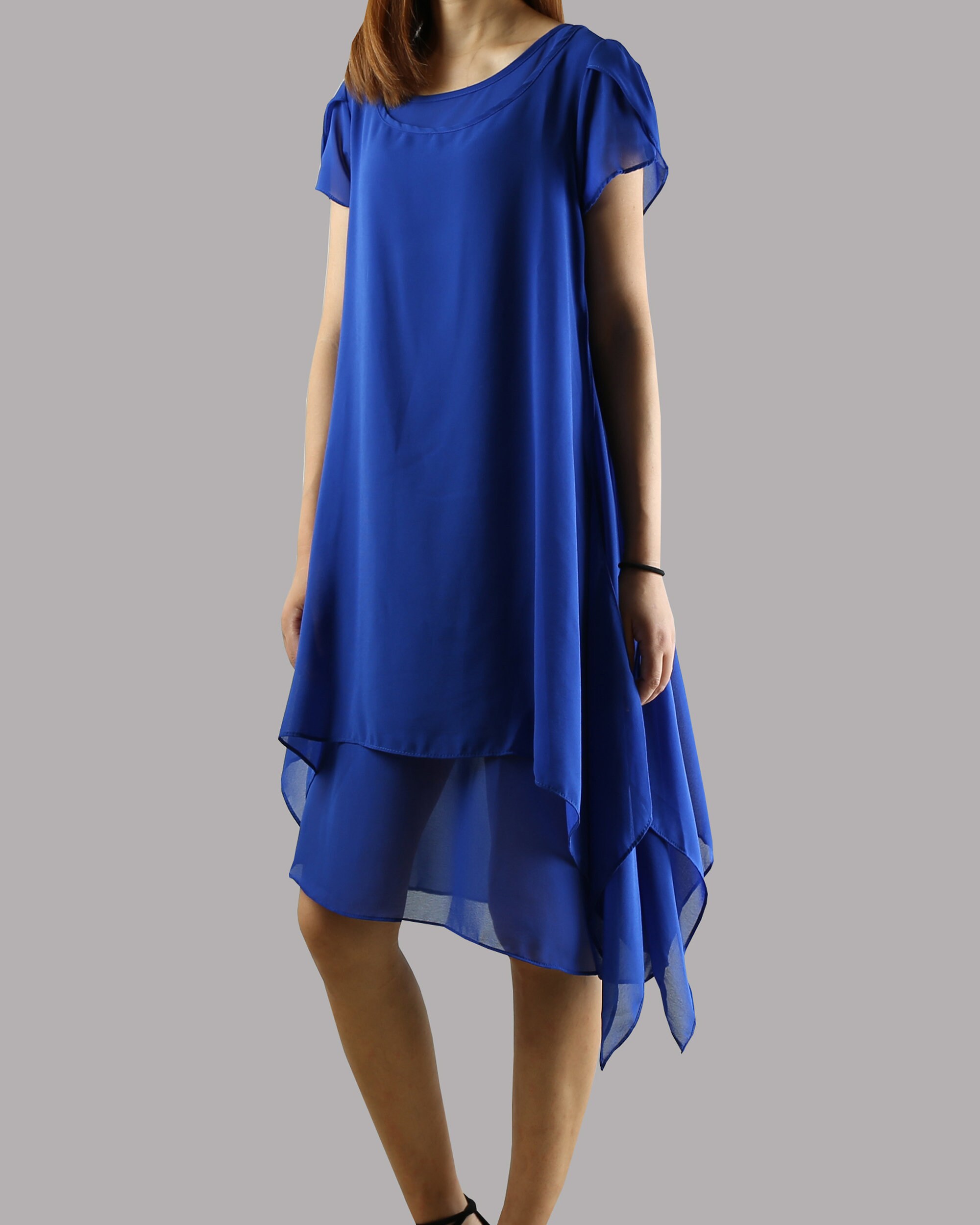 Chiffon Dress/asymmetrical Tunic Dress 