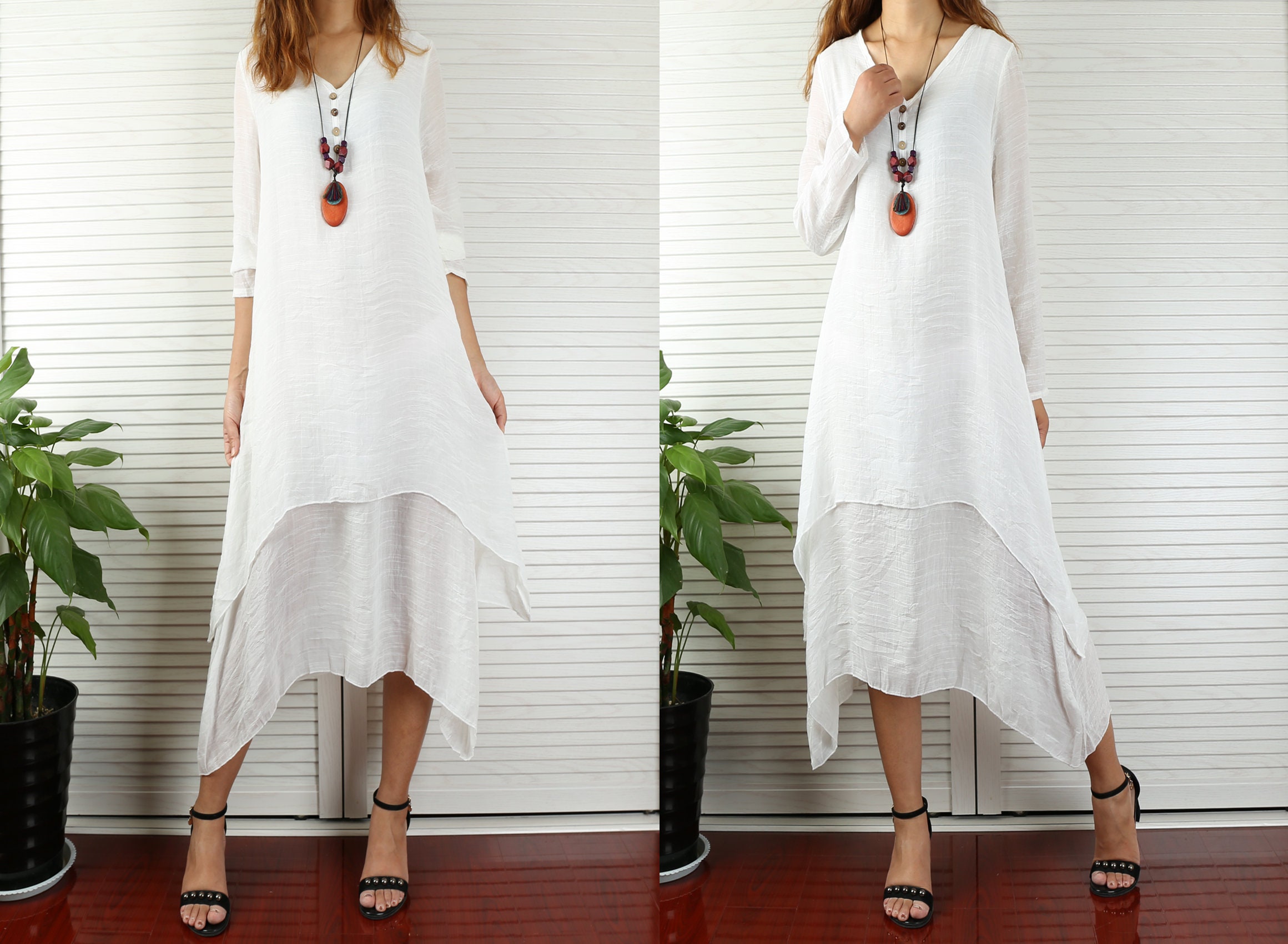 Casual White Dress - Etsy