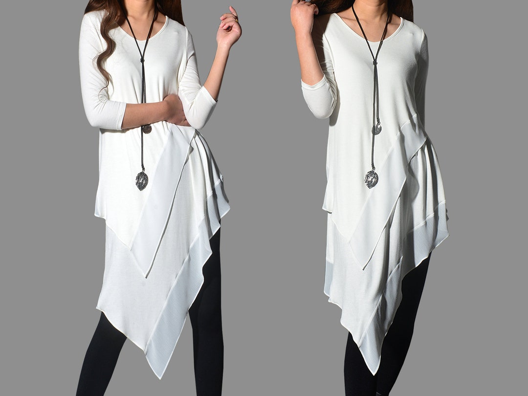 Cotton Tunic Top/chiffon and Modal Cotton Tunic Dress/asymmetrical T ...