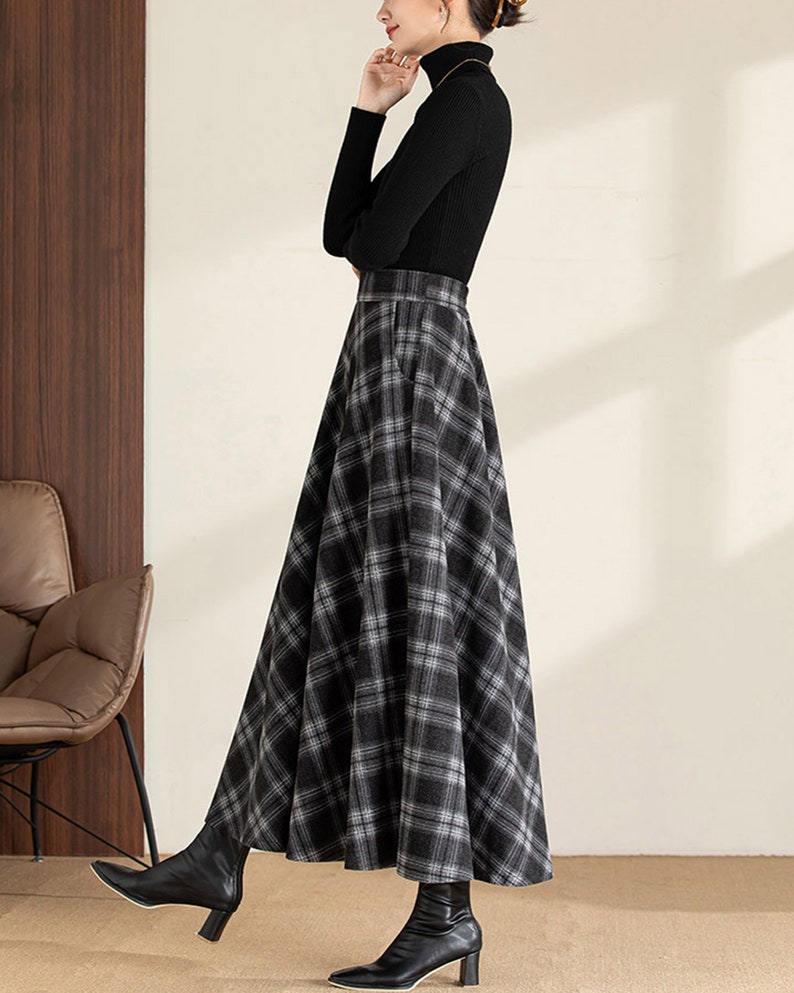 Maxi Skirt/plaid Skirt/wool Skirt/winter Skirt/a-line - Etsy