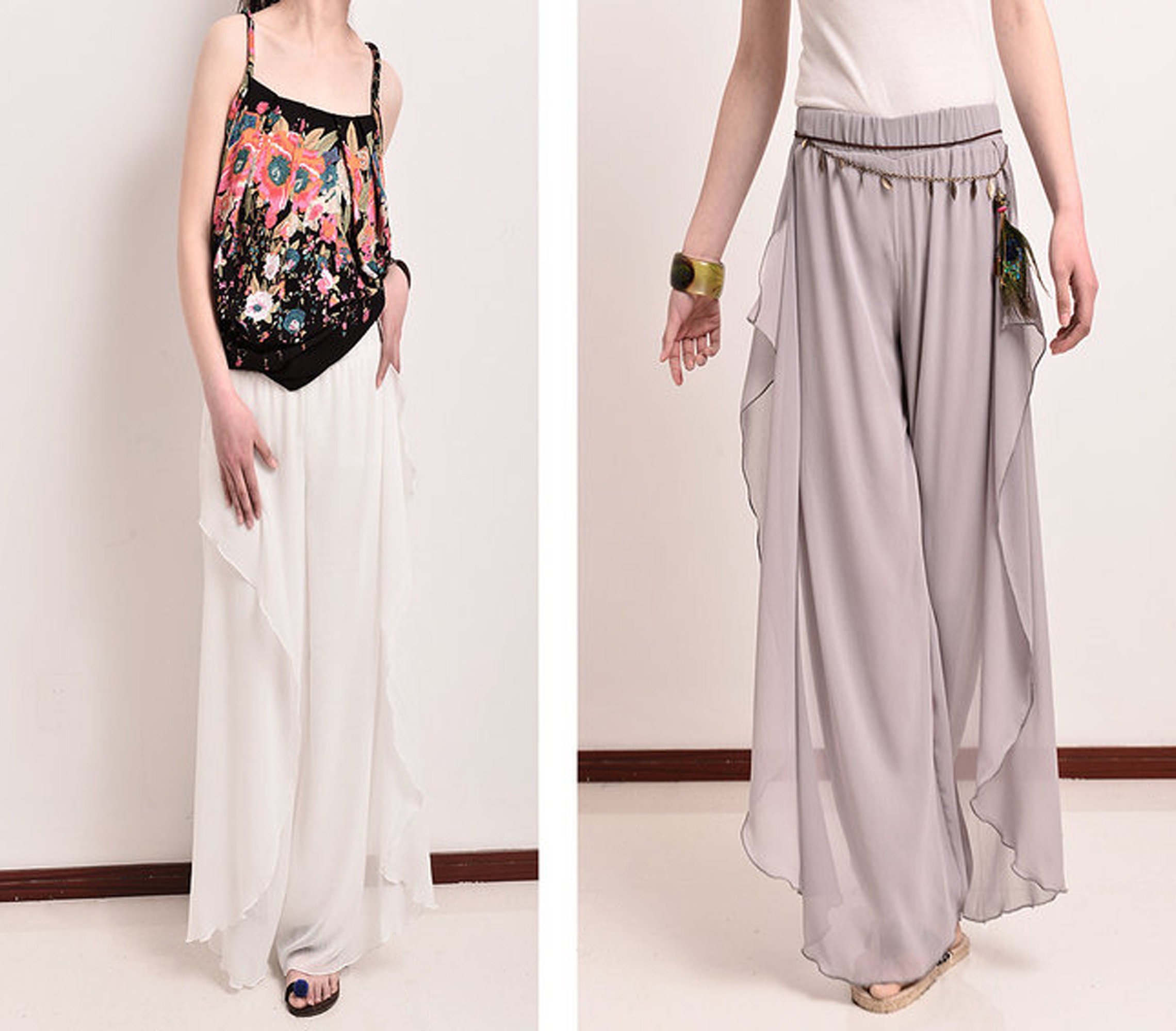 SEAUR Tanzhose Damen Chiffon Weit Geschnitten - Orientalischer Tanz & Yoga Hose