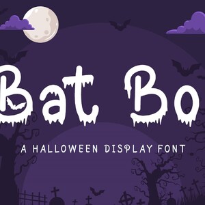 Bat Boo, Halloween Font, Halloween, Spooky Font, Quirky, Handwritten Font, Cricut Fonts, Crafting Fonts, Autumn, Fall, Digital