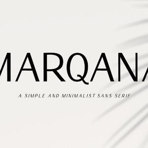 Puede incluir: Una fuente sans serif simple y minimalista llamada "Marqana" que se muestra en texto negro sobre un fondo blanco.