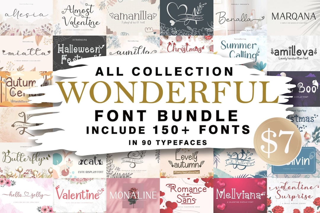 150+ Font Bundle - Handwritten, Script & Wedding Fonts - Etsy