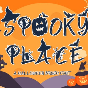 Spooky Place, Spooky Font, Halloween Font, Halloween, Quirky, Handwritten Font, Cricut Fonts, Crafting Fonts, Brush Font, Fall