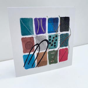 Carta d'arte multimediale mista unica fatta a mano, carta acquerello, biglietto d'auguri per ogni occasione, carta d'arte originale, carta nota vuota,
