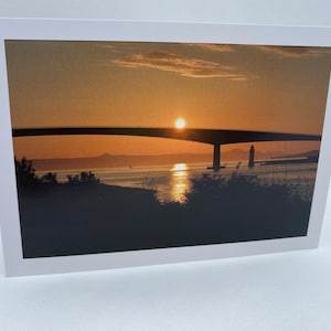 Pôr do sol com vista para a ponte Isle of Sky, cartão Scotland Highlands, cartão em branco com paisagem escocesa, lembrança escocesa, cartão de presente para o pai,