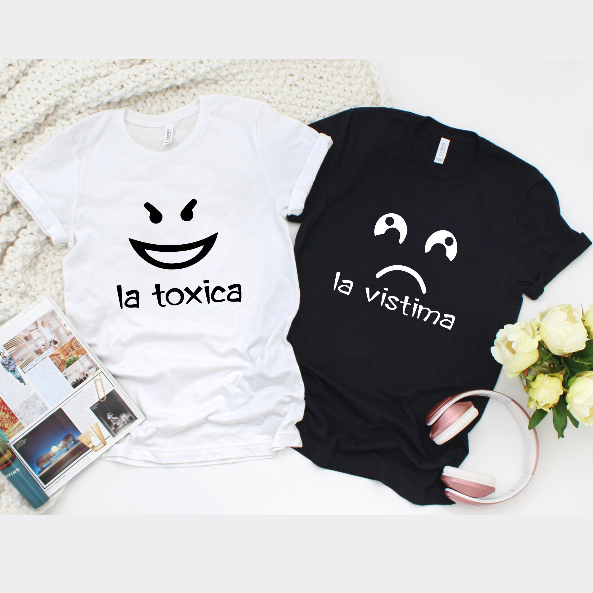 Camisa La Vistima La Toxica camisetas de pareja conjunto de camisetas a juego de pareja camiseta linda y divertida camiseta de viaje de pareja