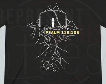 Camiseta Triblend con el Salmo 119 del Espíritu Santo, diseño Christian Linework.