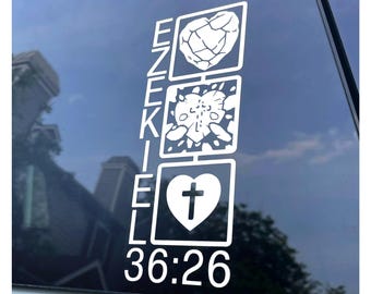 Calcomanía ilustrada con el versículo bíblico de Ezequiel 36:26, vinilo con la fe cristiana, para madera, tazas, computadoras portátiles, autos y ventanas. Calcomanías de Representchrist, Corazón de carne.