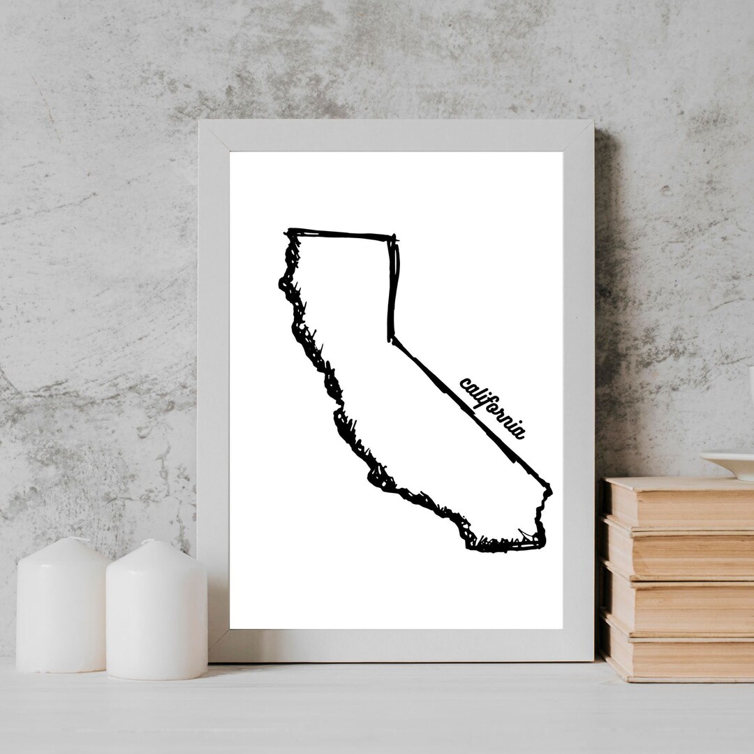 California Map Outline Printable Simple Printable Wall Art - Etsy