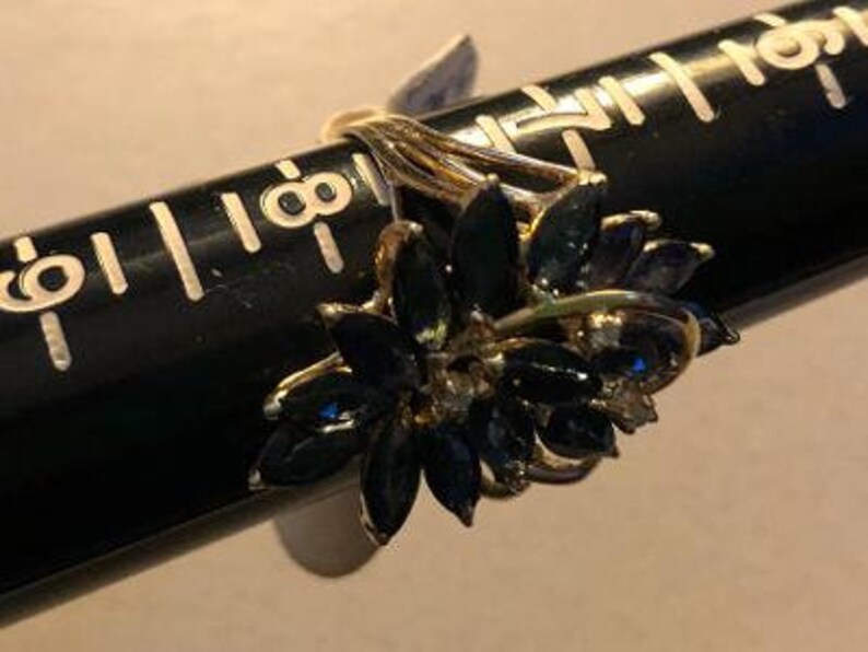 Vintage 14 K Gold Statement Rings One With Blue Sapphires and Etsy