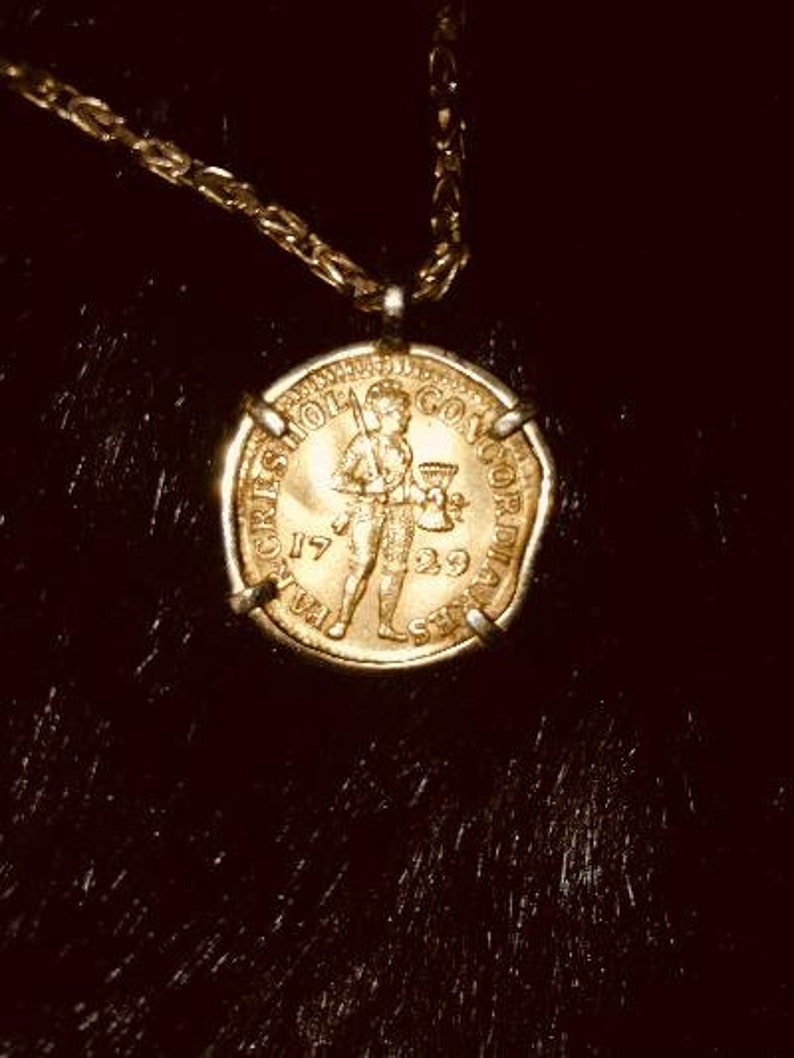 1729 23k gold Dutch Ducat pendant off the Sunken ship Vliegenthart image 1