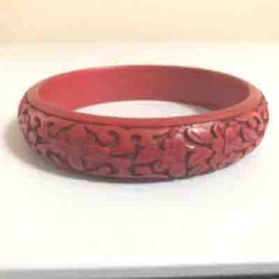 Vintage Chinese Cinnabar Bracelet - image 1