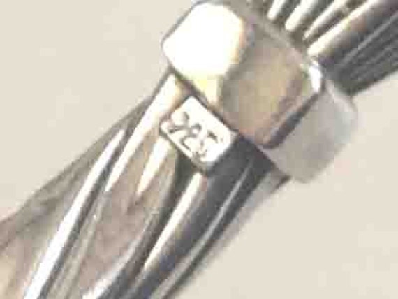 Vintage Sterling Silver Hinged Twisted Bracelet a… - image 5