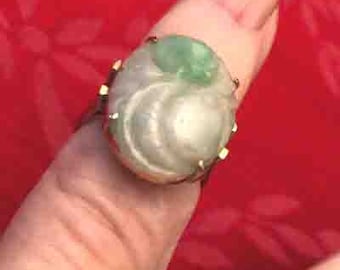 Vintage Chinese 14 k Gold Apple Jade Rings, 2 to choose from