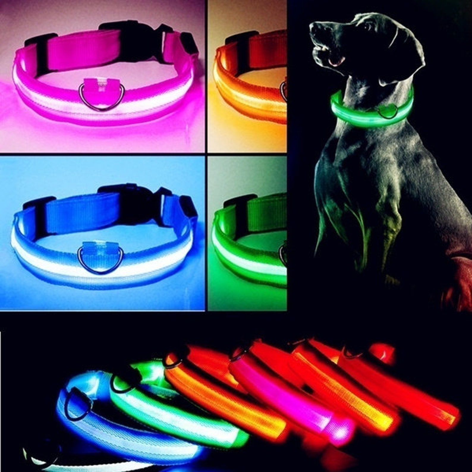 Night Safety Glow LED Light Up Dog Collar Make dog walking Etsy