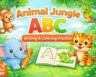 Livro de colorir e escrever sobre animais para imprimir para crianças