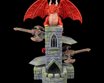 Dragon Watch Dice Tower | D&D Dice Roller | Fantasy Tabletop RPG Accessory | Dungeon Master Gift