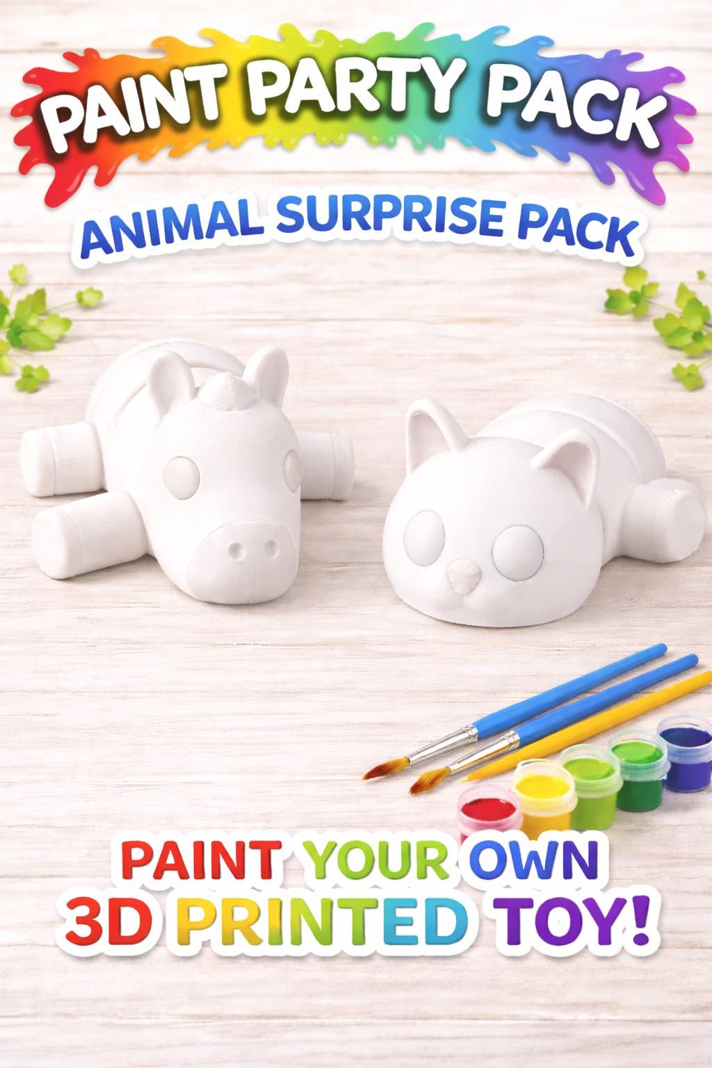Paint Your Own 3D Printed Toys Animal Surprise Pack Kids Craft Kit…