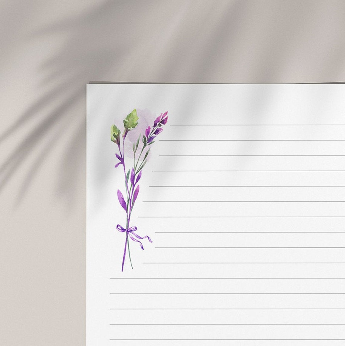 Violet Purple Floral Letter Writing Paper Digital Download Etsy
