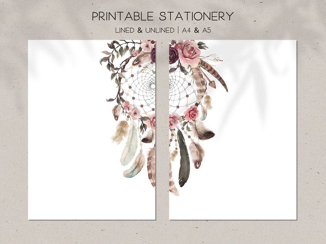 Printable Floral Dreamcatcher3 Stationery Digital Download - Etsy