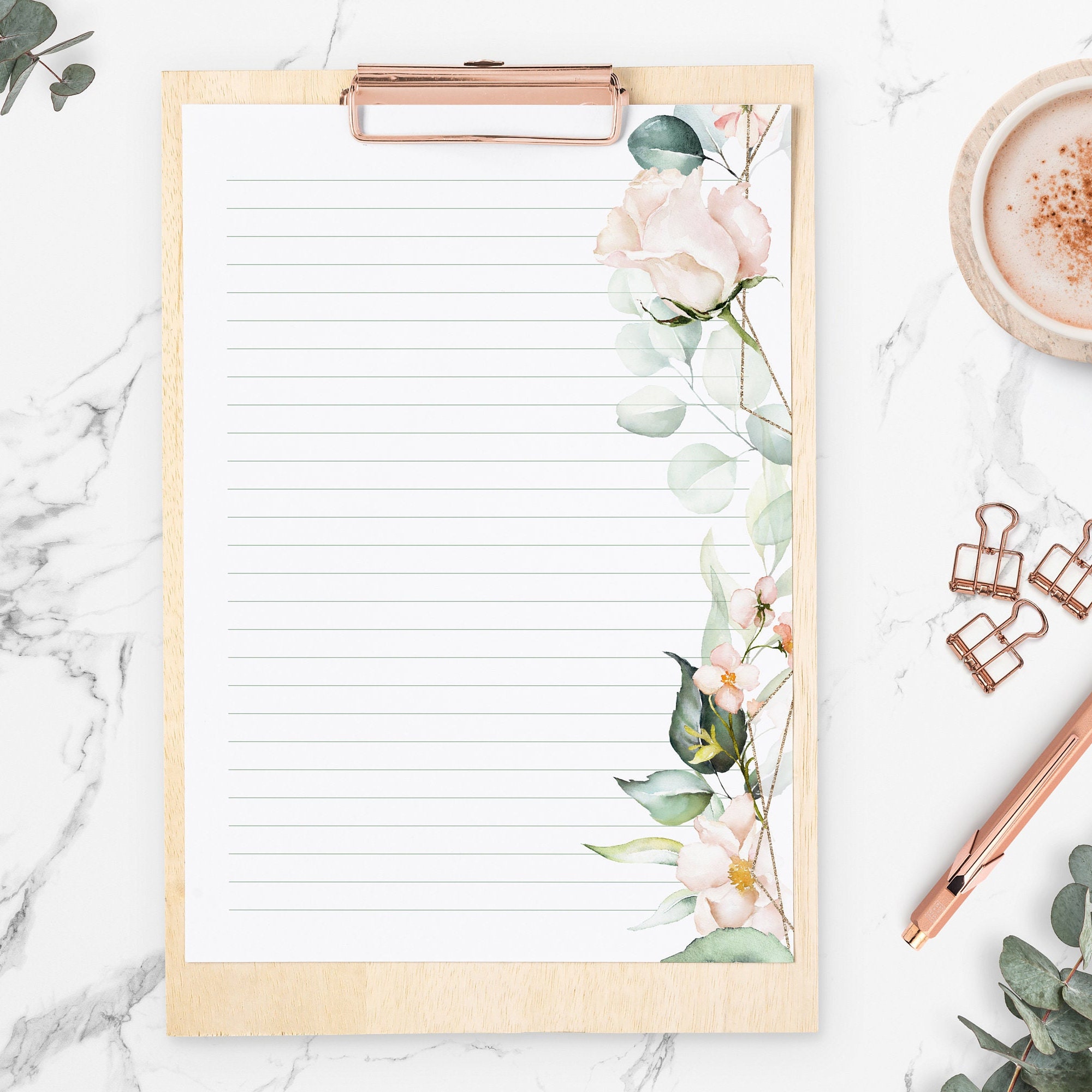 Printable Floral Botanical Letter Writing Paper, Digital Download ...