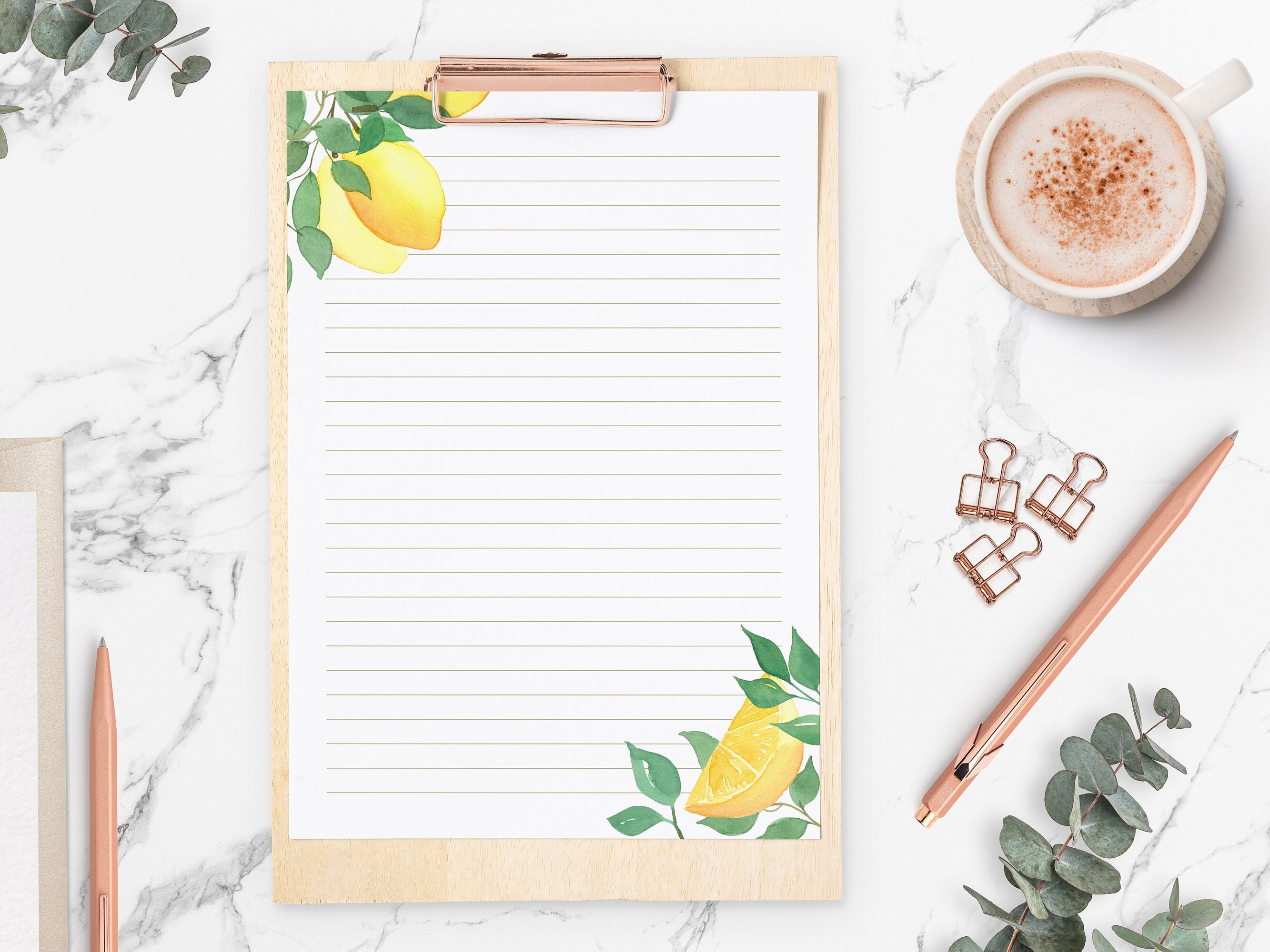 Lemon Letter Writing Paper Digital Download Stationery | Etsy