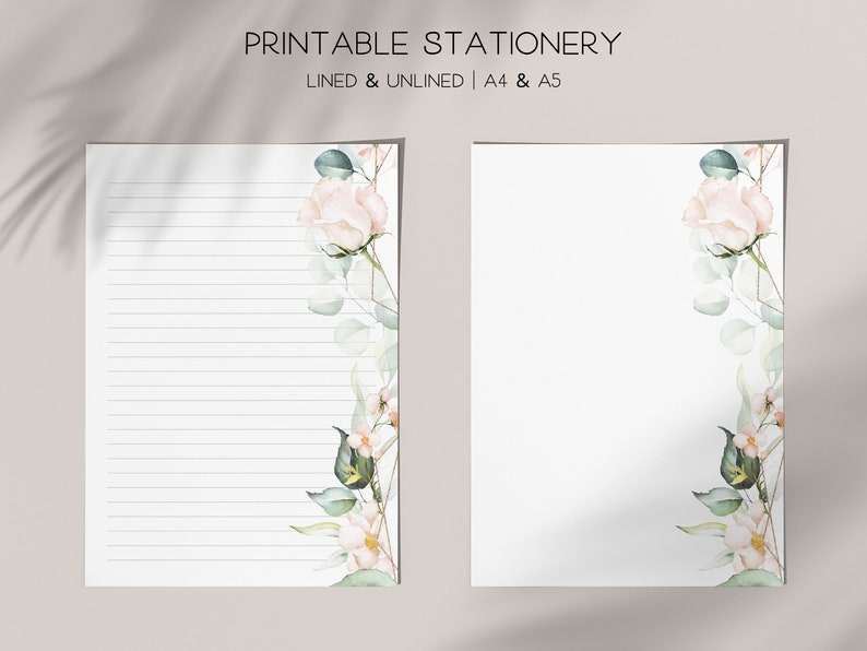 Printable Floral Botanical Letter Writing Paper, Digital Download ...