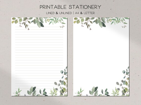 Leaves Stationery Printable Digital Download Botanical | Etsy