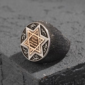 Handmade Sterling Silver Seal of Solomon Ring: Vintage Muslim Design