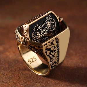 Anillo personalizado con monograma, anillo personalizado hecho a mano, anillo de plata hecho a mano para hombre, anillo con letra duogram, regalo para él, anillo de plata esterlina 925k