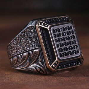 Mens Handmade Ring, Turkish Handmade Silver Men Ring, Ottoman Mens Ring Gift for Him, 925k Sterling Silver Ring Mens Ring