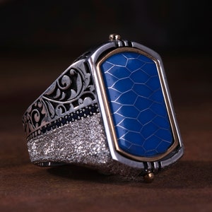 Mens Handmade Ring, Turkish Handmade Silver Men Ring, Ottoman Mens Ring Gift for Him, 925k Sterling Silver Ring Mens Ring
