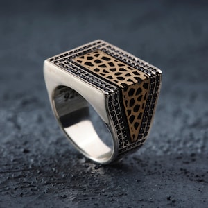 Mens Handmade Ring, Turkish Handmade Silver Men Ring, Ottoman Mens Ring, Onyx Men Ring, Gift for Him, 925k Sterling Silver Ring Mens Ring