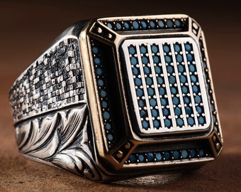 Mens Handmade Ring, Turkish Handmade Silver Men Ring, Ottoman Mens Ring Gift for Him, 925k Sterling Silver Ring Mens Ring