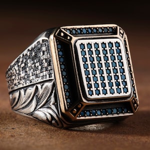 Mens Handmade Ring, Turkish Handmade Silver Men Ring, Ottoman Mens Ring Gift for Him, 925k Sterling Silver Ring Mens Ring
