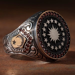 Mens Handmade Ring, Turkish Handmade Silver Men Ring, Ottoman Mens Ring Gift for Him, 925k Sterling Silver Ring Mens Ring