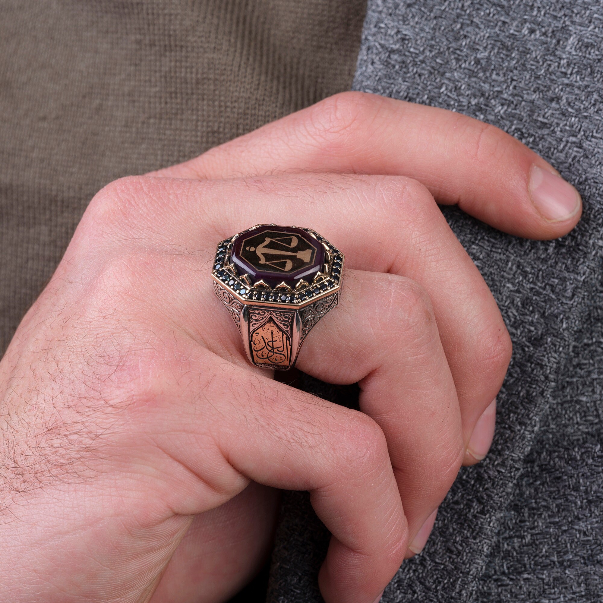 Manly Muslim Rings Silver Mens Handmade Ring, Islamic Jewelry, Turkish Silver Man Ring ...