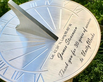 Personalized Volunteer Appreciation Gift Sundial, Thank You Gifts for Volunteers, Custom Engraved Sundial Recognition Plaque