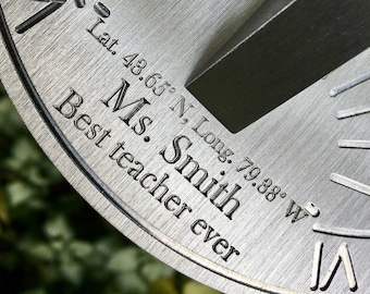 Custom Teacher Sundial Gift: Custom Engraved Unique Gift for New Teacher, Teacher Appreciation Gift, Class Gift