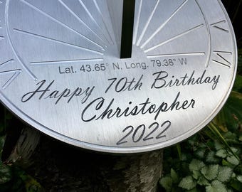 Custom 70th Birthday Engraved Sundial Gift for: Husband, Wife, Brother, Sister, For Him or Her