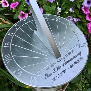 Custom 30th Wedding Anniversary Engraved Sundial Gift for: Parents, Grandparents, Couples, For Him or Her, Pearl Anniversary