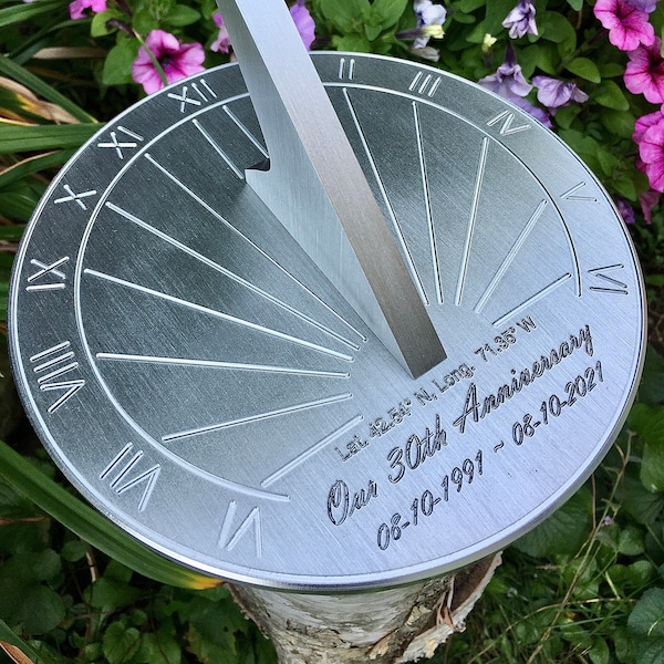 Custom 30th Wedding Anniversary Engraved Sundial Gift for: Parents, Grandparents, Couples, For Him or Her, Pearl Anniversary