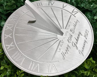 Custom Birthday Engraved Sundial  Gift for: Husband, Wife, Parents, Brother, Sister, Grandparents, For Him or Her