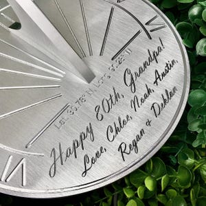 Custom 80th Birthday Engraved Sundial Gift for: Husband, Wife, Brother, Sister, For Him or Her