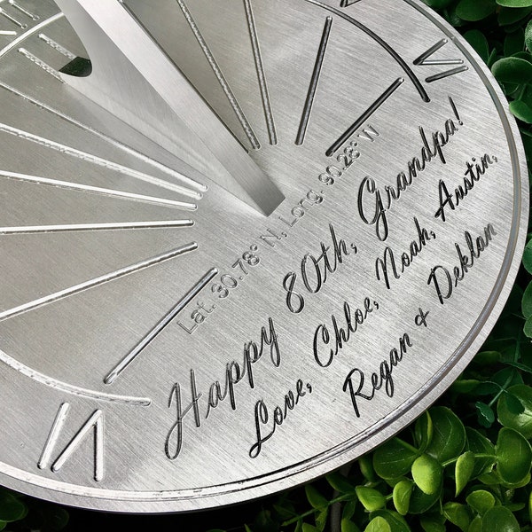 Custom 80th Birthday Engraved Sundial Gift for: Husband, Wife, Brother, Sister, For Him or Her